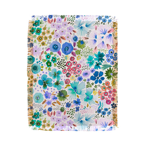 Ninola Design Little expressive flowers Blue Throw Blanket