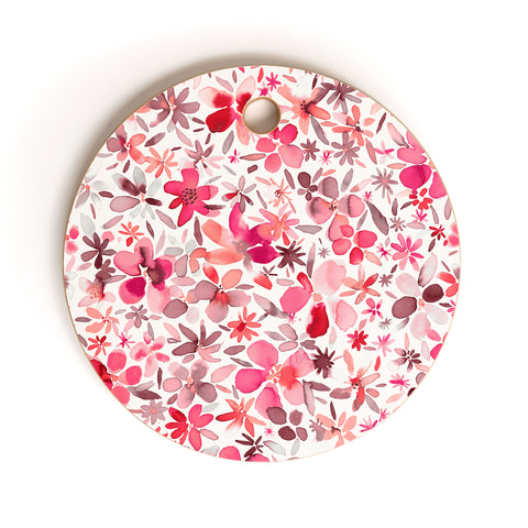 Ninola Design Little Spring Flowers Coral Cutting Board Round