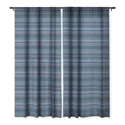 Ninola Design Little Textured Dots Navy Sheer Window Curtain