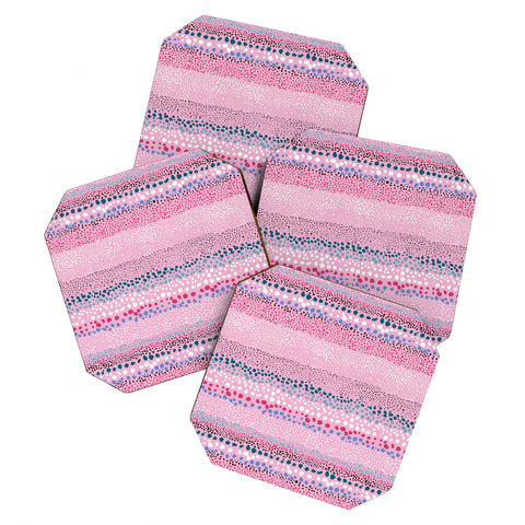 Ninola Design Little Textured Dots Pink Coaster Set