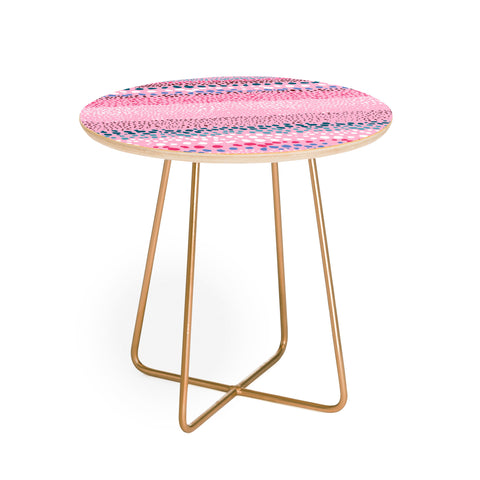 Ninola Design Little Textured Dots Pink Round Side Table