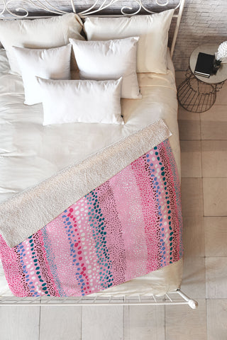 Ninola Design Little Textured Dots Pink Fleece Throw Blanket