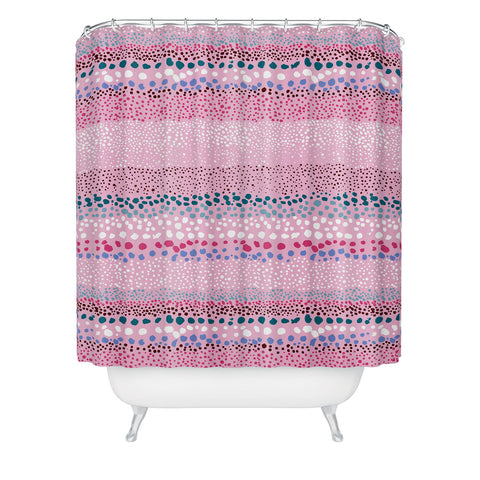Ninola Design Little Textured Dots Pink Shower Curtain
