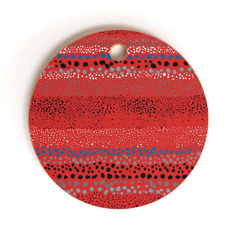 Ninola Design Little Textured Dots Red Cutting Board Round