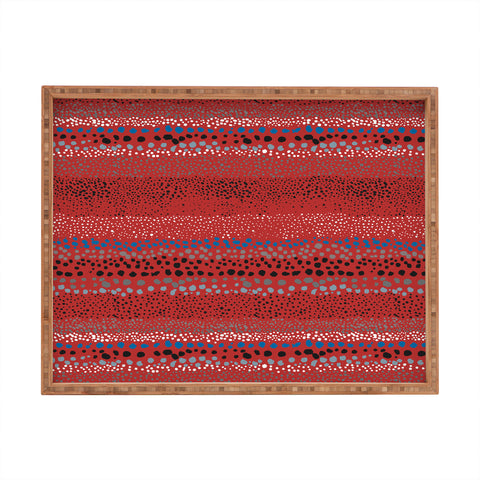 Ninola Design Little Textured Dots Red Rectangular Tray