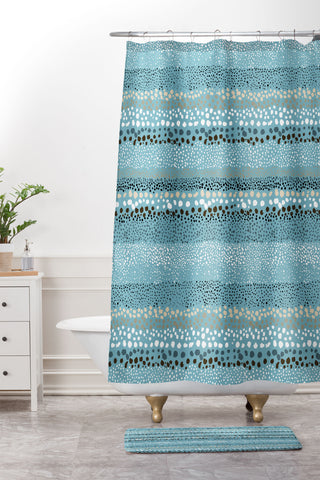 Ninola Design Little textured dots Summer Blue Shower Curtain And Mat