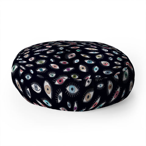 Ninola Design Looking eyes black Floor Pillow Round