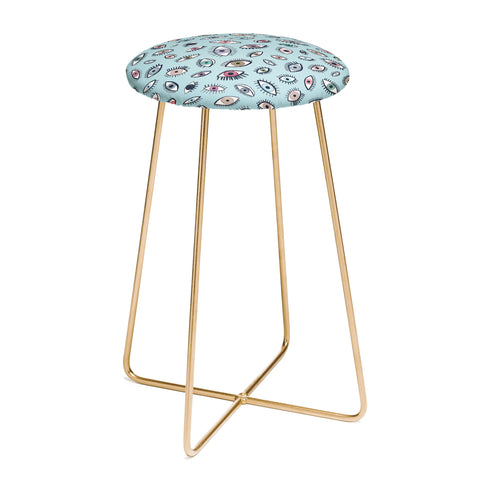 Ninola Design Looking eyes blue Counter Stool