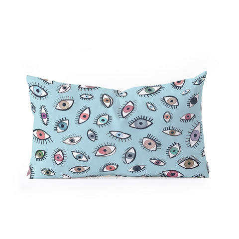 Ninola Design Looking eyes blue Oblong Throw Pillow