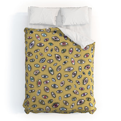 Ninola Design Looking eyes Mustard yellow Comforter