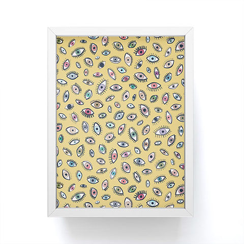 Ninola Design Looking eyes Mustard yellow Framed Mini Art Print
