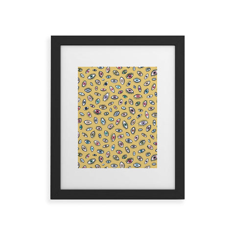 Ninola Design Looking eyes Mustard yellow Framed Art Print
