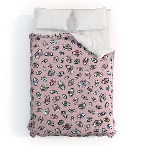 Ninola Design Looking eyes Pink Duvet Cover