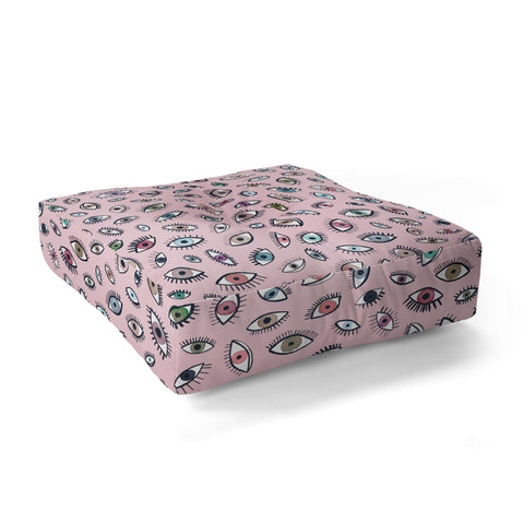 Ninola Design Looking eyes Pink Floor Pillow Square