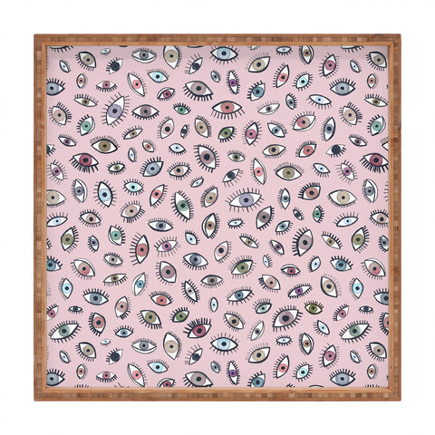 Ninola Design Looking eyes Pink Square Tray