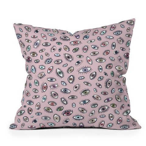 Ninola Design Looking eyes Pink Throw Pillow