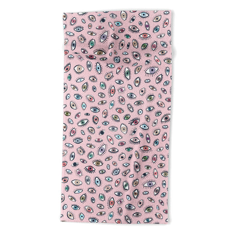 Ninola Design Looking eyes Pink Beach Towel