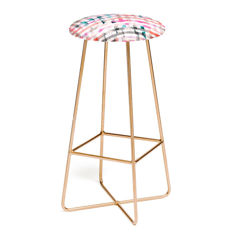 Ninola Design Love Gingham Squares Watercolor Bar Stool
