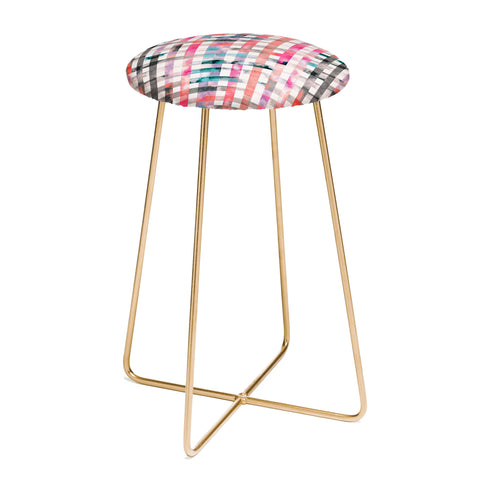 Ninola Design Love Gingham Squares Watercolor Counter Stool