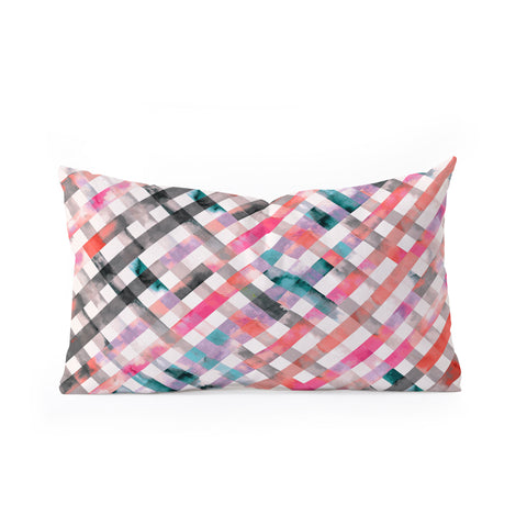 Ninola Design Love Gingham Squares Watercolor Oblong Throw Pillow