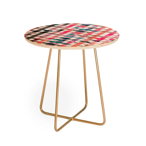 Ninola Design Love Gingham Squares Watercolor Round Side Table