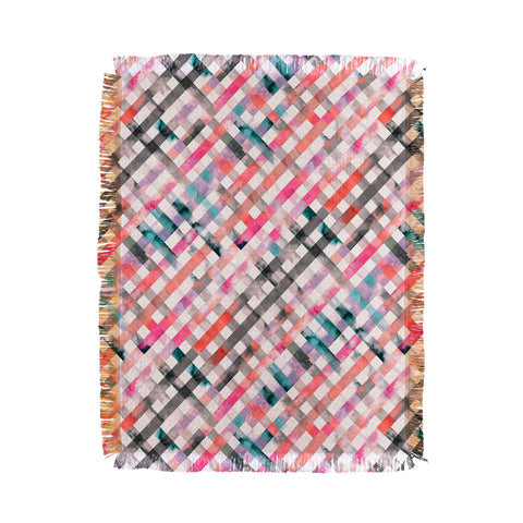Ninola Design Love Gingham Squares Watercolor Throw Blanket