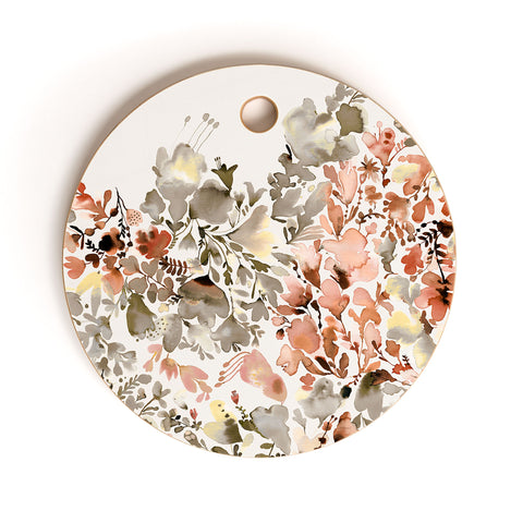 Ninola Design Magic summery flowers Terracota Cutting Board Round