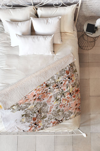 Ninola Design Magic summery flowers Terracota Fleece Throw Blanket