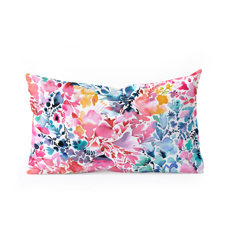 Ninola Design Magic watercolor flowers Oblong Throw Pillow