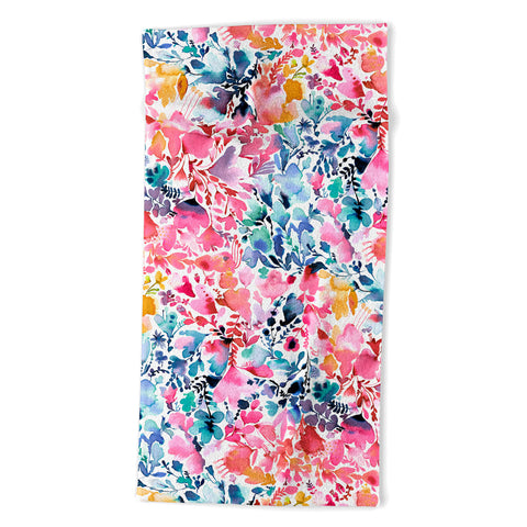 Ninola Design Magic watercolor flowers Beach Towel