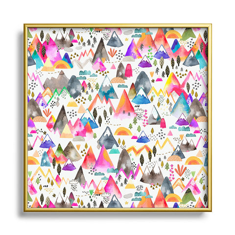 Ninola Design Magical Mountains Simply Modern Metal Square Framed Art Print