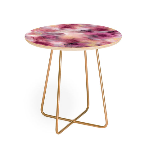 Ninola Design Marble Watercolor Pink Round Side Table