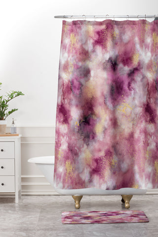 Ninola Design Marble Watercolor Pink Shower Curtain And Mat