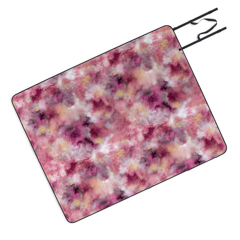 Ninola Design Marble Watercolor Pink Picnic Blanket