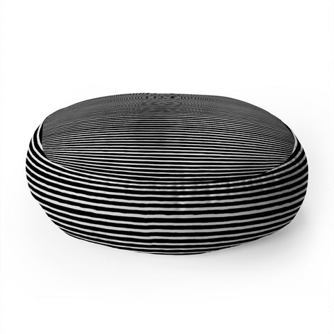 Ninola Design Marker Stripes Black Floor Pillow Round