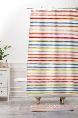 Ninola Design Marker stripes colors Shower Curtain And Mat