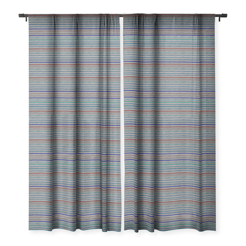 Ninola Design Marker stripes navy Sheer Window Curtain