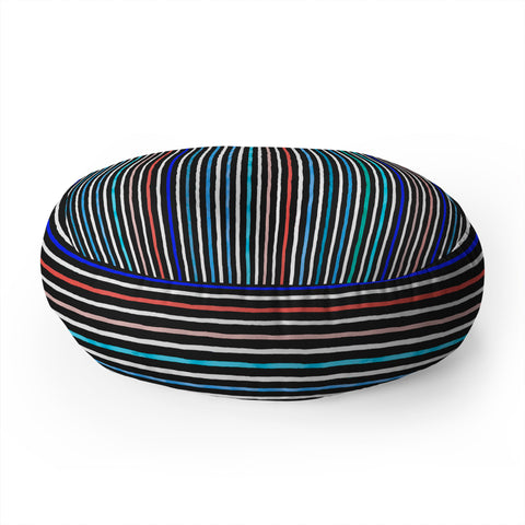 Ninola Design Marker stripes navy Floor Pillow Round