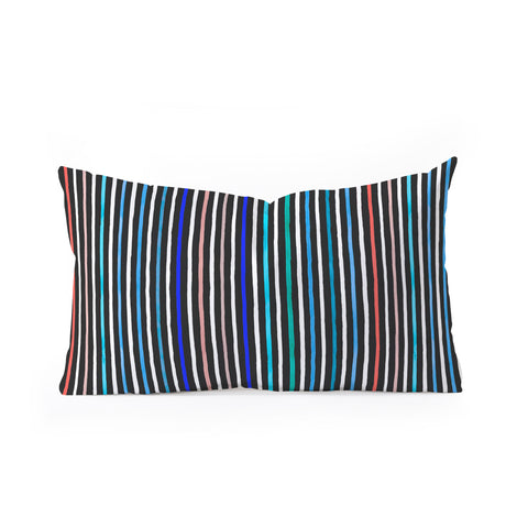 Ninola Design Marker stripes navy Oblong Throw Pillow