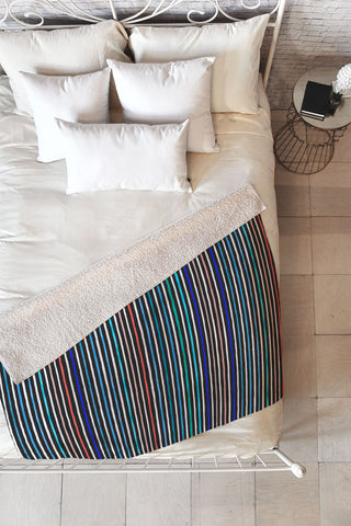 Ninola Design Marker stripes navy Fleece Throw Blanket