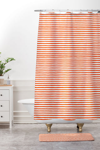 Ninola Design Marker Stripes Red Shower Curtain And Mat