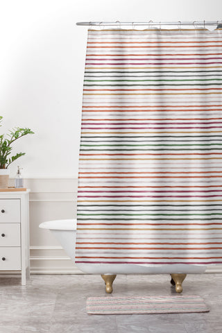 Ninola Design Marker stripes Terracota Shower Curtain And Mat