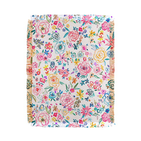Ninola Design Matisse scribble flowers Multicolored Throw Blanket