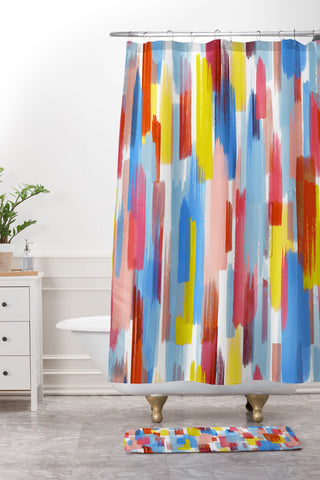Ninola Design Memories color strokes Shower Curtain And Mat