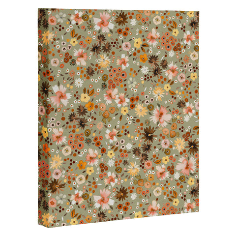 Ninola Design Millefleurs Fall Sage Green Art Canvas
