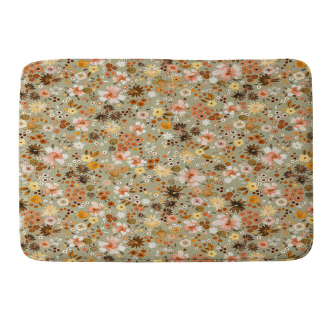 Ninola Design Millefleurs Fall Sage Green Memory Foam Bath Mat