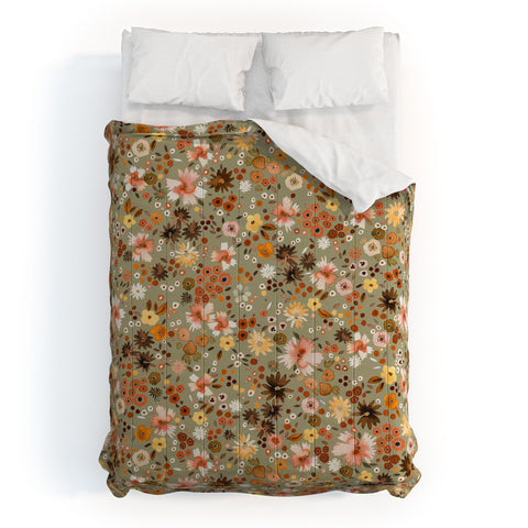 Ninola Design Millefleurs Fall Sage Green Comforter