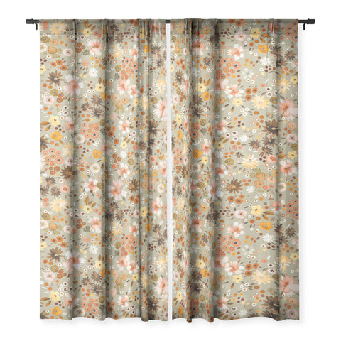 Ninola Design Millefleurs Fall Sage Green Sheer Non Repeat