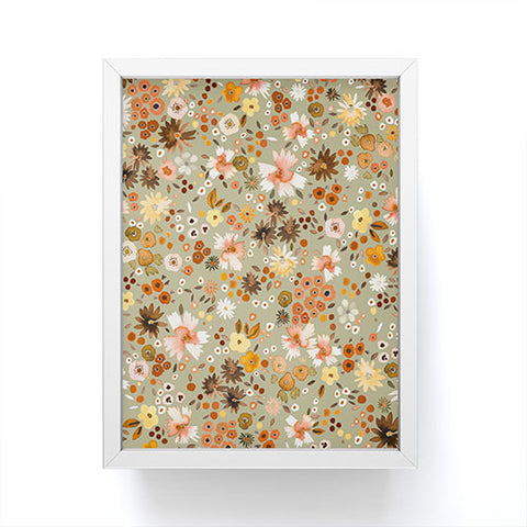 Ninola Design Millefleurs Fall Sage Green Framed Mini Art Print
