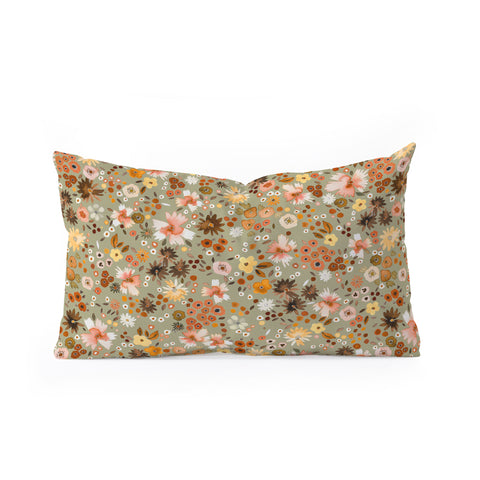 Ninola Design Millefleurs Fall Sage Green Oblong Throw Pillow